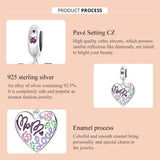 925 Sterling Silver Colorful Doodle Heart Pendant For Diy Bracelet Or Necklace - Top-Down View