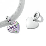 925 Sterling Silver Colorful Doodle Heart Pendant For Diy Bracelet Or Necklace - 45-Degree Angle