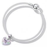925 Sterling Silver Colorful Doodle Heart Pendant For Diy Bracelet Or Necklace - Rear View