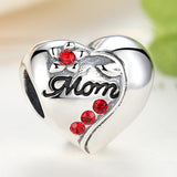 925 Sterling Silver Mom Heart Pendant For Diy Bracelet Or Necklace - Top-Down View