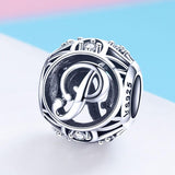 925 Sterling Silver 26 English Letter Beads For Diy Bracelets & Necklaces Style - P - Side View