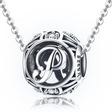 925 Sterling Silver 26 English Letter Beads For Diy Bracelets & Necklaces Style - P - Top-Down View