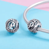 925 Sterling Silver 26 English Letter Beads For Diy Bracelets & Necklaces Style - P - 45-Degree Angle