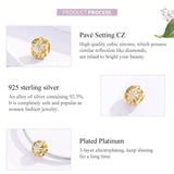 925 Sterling Silver Golden Daisy Beaded Bracelet Charms - 45-Degree Angle
