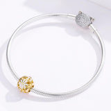 925 Sterling Silver Golden Daisy Beaded Bracelet Charms - Rear View