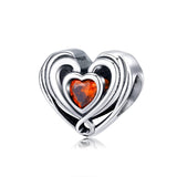 925 Sterling Silver Diy Heart Shaped Beads For Bracelets - Front View