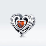 925 Sterling Silver Diy Heart Shaped Beads For Bracelets - Side View