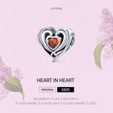 925 Sterling Silver Diy Heart Shaped Beads For Bracelets - Top-Down View