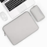 13 / 13.3 / 14 Inch Power & Pu Leather Laptop Bag - Gray - Front View