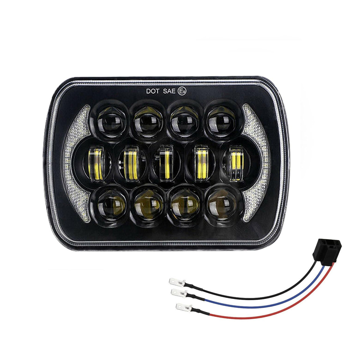 7 Inch 5X7 / 7X6 H4 Dc 9V - 30V 30000Lm 300W 8Leds Car Square Shape Led Headlight Lamps For Jeep Wrangler