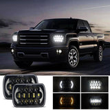 7 Inch 5X7 / 7X6 H4 Dc 9V - 30V 30000Lm 300W 8Leds Car Square Shape Led Headlight Lamps For Jeep Wrangler - Top-Down View
