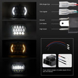 7 Inch 5X7 / 7X6 H4 Dc 9V - 30V 30000Lm 300W 8Leds Car Square Shape Led Headlight Lamps For Jeep Wrangler - Rear View
