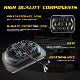 7 Inch 5X7 / 7X6 H4 Dc 9V - 30V 30000Lm 300W 8Leds Car Square Shape Led Headlight Lamps For Jeep Wrangler - Low Angle