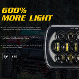 7 Inch 5X7 / 7X6 H4 Dc 9V - 30V 30000Lm 300W 8Leds Car Square Shape Led Headlight Lamps For Jeep Wrangler - Extra Image