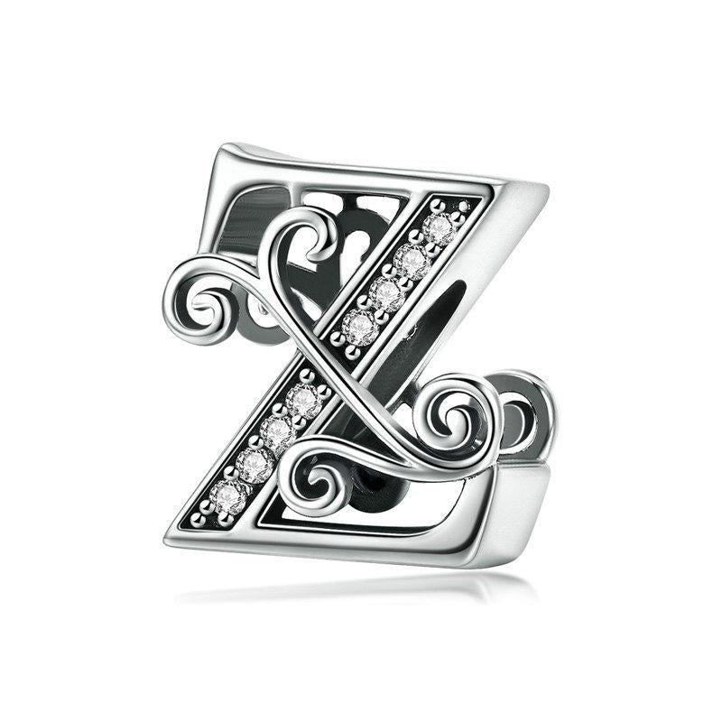 Diy Zircon Beaded Bracelet With 26 Letters Beads Style - Z