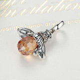 925 Sterling Silver Bee Crystal Pendant - Side View