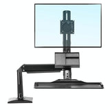 Ergonomic 19-27 Inch Monitor Holder with Foldable Keyboard Tray Full Motion Sit-stand Workstation - Front View