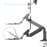 Ergonomic 19-27 Inch Monitor Holder with Foldable Keyboard Tray Full Motion Sit-stand Workstation - 45-Degree Angle
