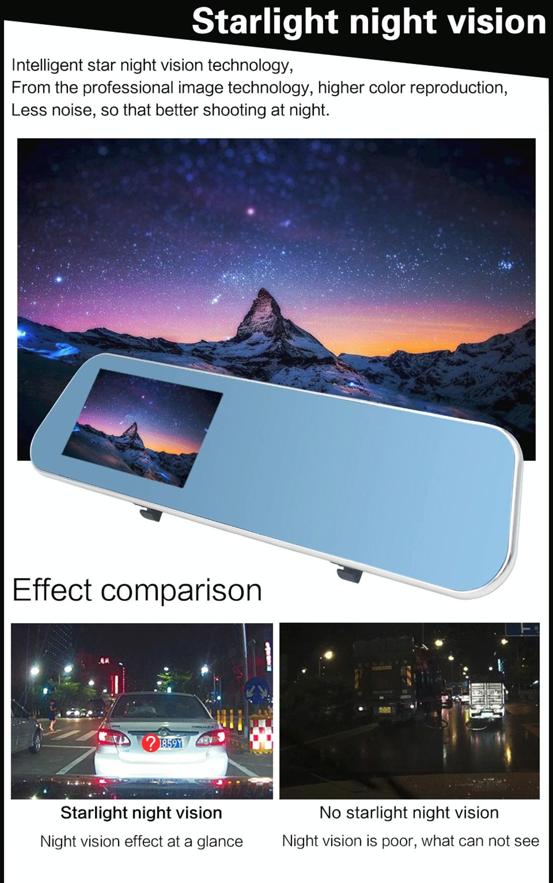 4.3 Dual Camera Vehicle Dvr with Full Hd 1080p Display