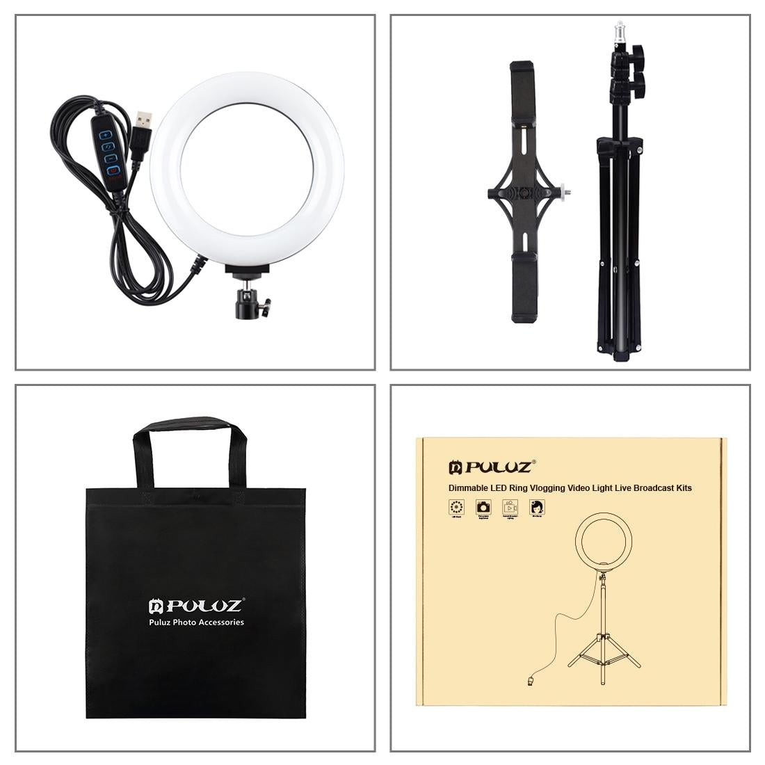 Live Broadcast Dual Phone Bracket with 1.1m Tripod & 6.2 Inch Led Ring Light Kit
