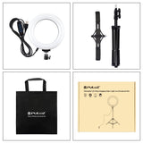 Live Broadcast Dual Phone Bracket with 1.1m Tripod & 6.2 Inch Led Ring Light Kit - Top-Down View