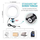 Live Broadcast Dual Phone Bracket with 1.1m Tripod & 6.2 Inch Led Ring Light Kit