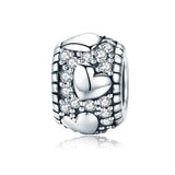 925 Sterling Silver Shiny Heart Beads For Diy Bracelets & Necklaces - Front View