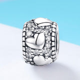 925 Sterling Silver Shiny Heart Beads For Diy Bracelets & Necklaces - Side View