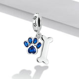 925 Sterling Silver Dog Paw Bone Pendant For Bracelet Or Necklace - Side View