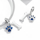 925 Sterling Silver Dog Paw Bone Pendant For Bracelet Or Necklace - Rear View