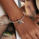 925 Sterling Silver Dog Paw Bone Pendant For Bracelet Or Necklace - Low Angle