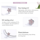 925 Sterling Silver Platinum Plated Pink Flower Beads For Diy Bracelets - 45-Degree Angle