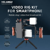 Vlogging Live Broadcast Smartphone Video Rig With Led Light And Mic - Top-Down View