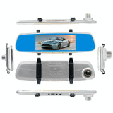 7 Lcd Touch Screen Rear View Mirror Car Recorder With Separate Camera - Side View
