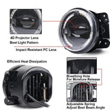 2 Pcs 4 Inch Car Led Angel Eyes Spotlight Modified Fog Lights For Jeep Wrangler / Dodge / Chrysler Pt Cruiser - 45-Degree Angle