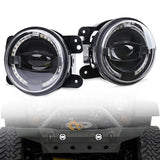 2 Pcs 4 Inch Car Led Angel Eyes Spotlight Modified Fog Lights For Jeep Wrangler / Dodge / Chrysler Pt Cruiser - Close-Up Angle