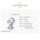 925 Sterling Silver Squirrel Charm For Diy Bracelets & Necklaces - Top-Down View