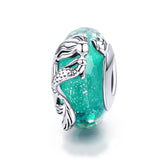 925 Sterling Silver Green Mermaid Glass Bead For Diy Bracelet - Front View