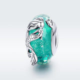 925 Sterling Silver Green Mermaid Glass Bead For Diy Bracelet - Side View