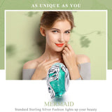 925 Sterling Silver Green Mermaid Glass Bead For Diy Bracelet - Top-Down View