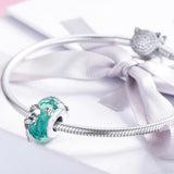 925 Sterling Silver Green Mermaid Glass Bead For Diy Bracelet - Rear View