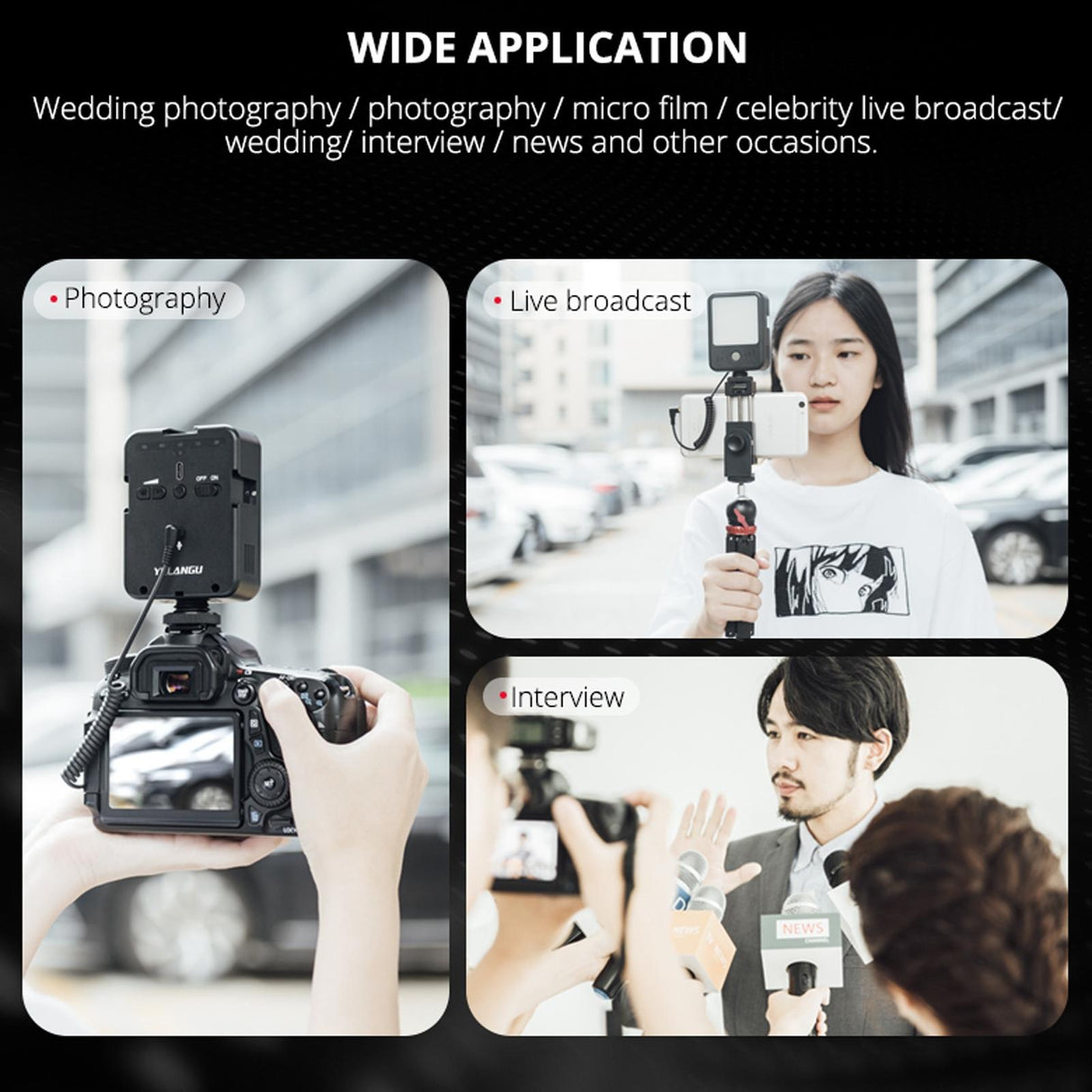Live Broadcast Microphone Light for Interviews and Recording