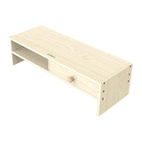 Wood Grain Monitor Stand with Drawer - 2 Layers - Front View