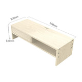 Wood Grain Monitor Stand with Drawer - 2 Layers - Rear View