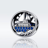 925 Sterling Silver Blue Zircon Sailing Charm For Diy Bracelets - Side View
