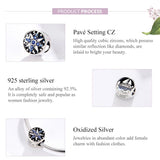 925 Sterling Silver Blue Zircon Sailing Charm For Diy Bracelets - 45-Degree Angle