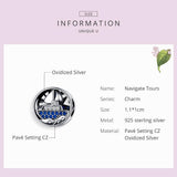 925 Sterling Silver Blue Zircon Sailing Charm For Diy Bracelets - Rear View