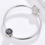925 Sterling Silver Blue Zircon Sailing Charm For Diy Bracelets - Low Angle