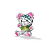 925 Sterling Silver Bear Beads For Diy Bracelets & Necklaces - Side View