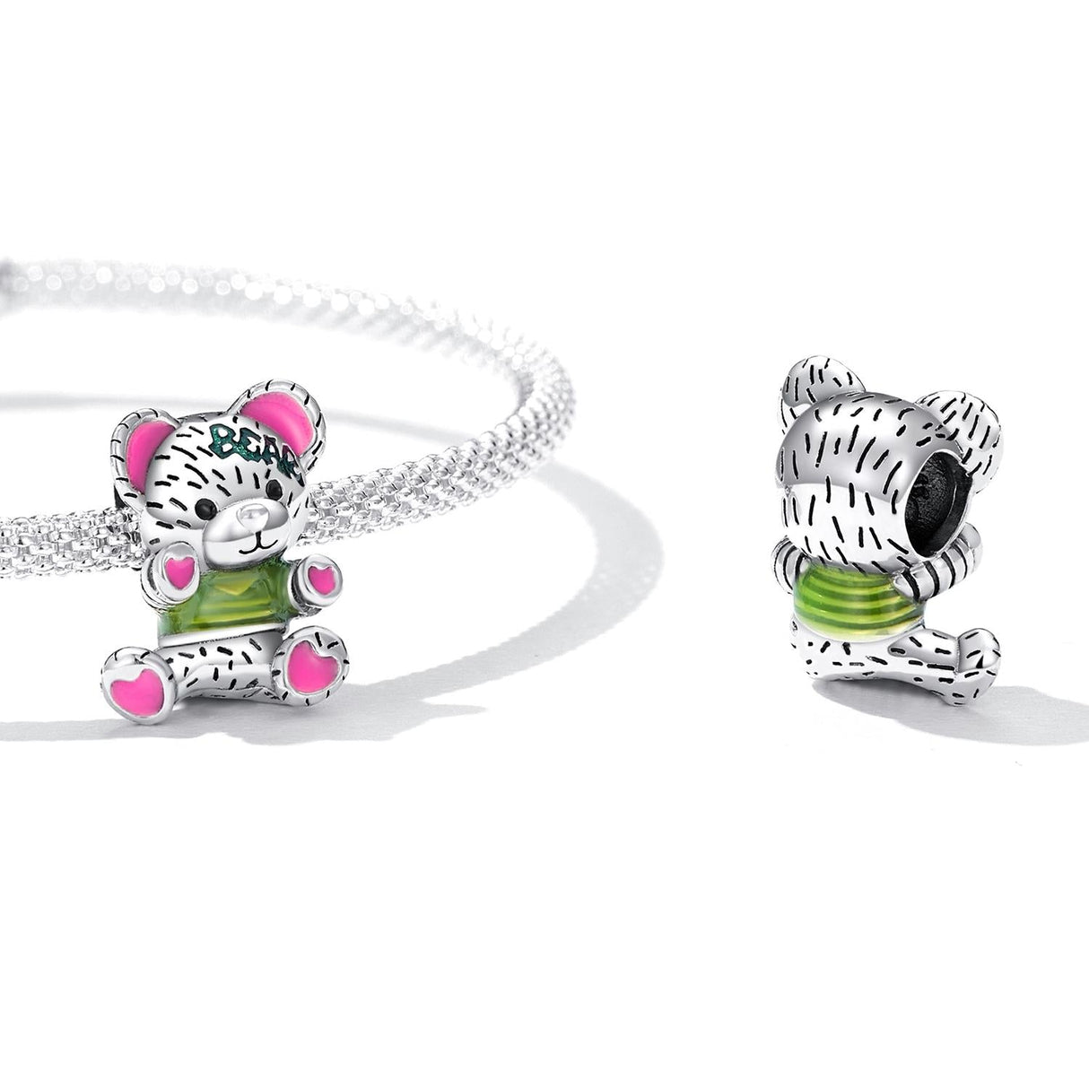 925 Sterling Silver Bear Beads For Diy Bracelets & Necklaces